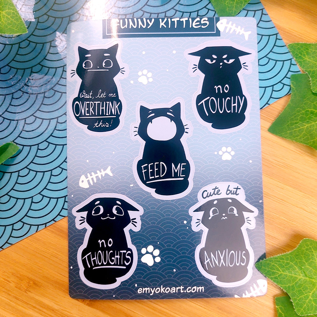Relatable Funny Cat Sticker Sheets
