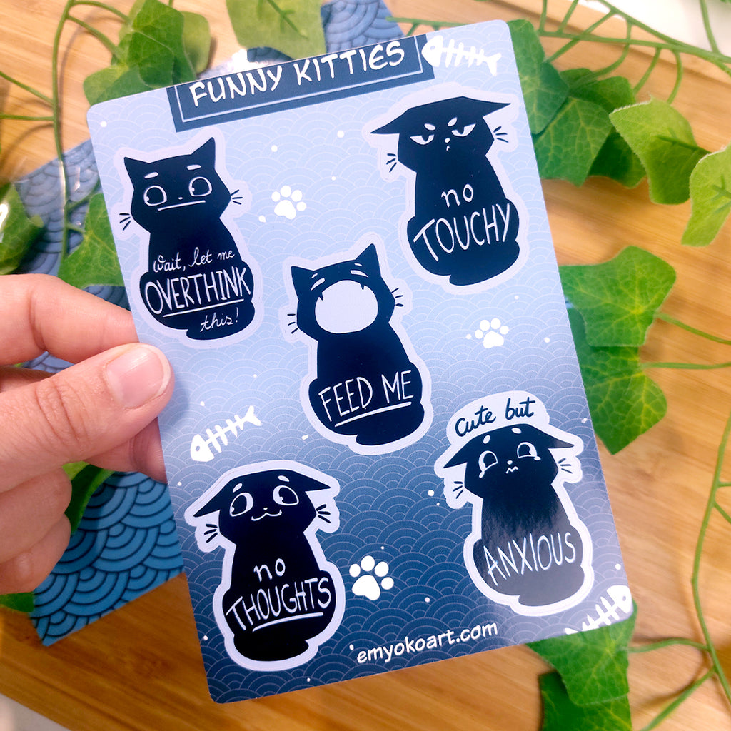 Relatable Funny Cat Sticker Sheets