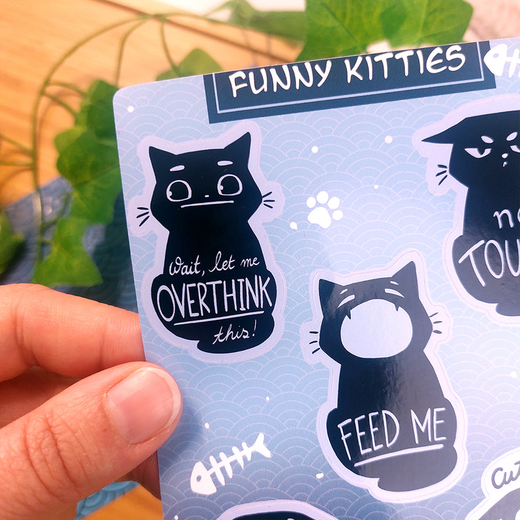 Relatable Funny Cat Sticker Sheets