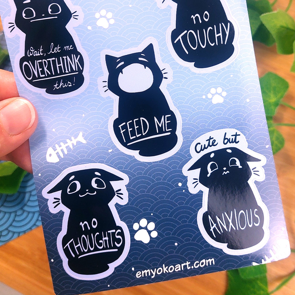 Relatable Funny Cat Sticker Sheets